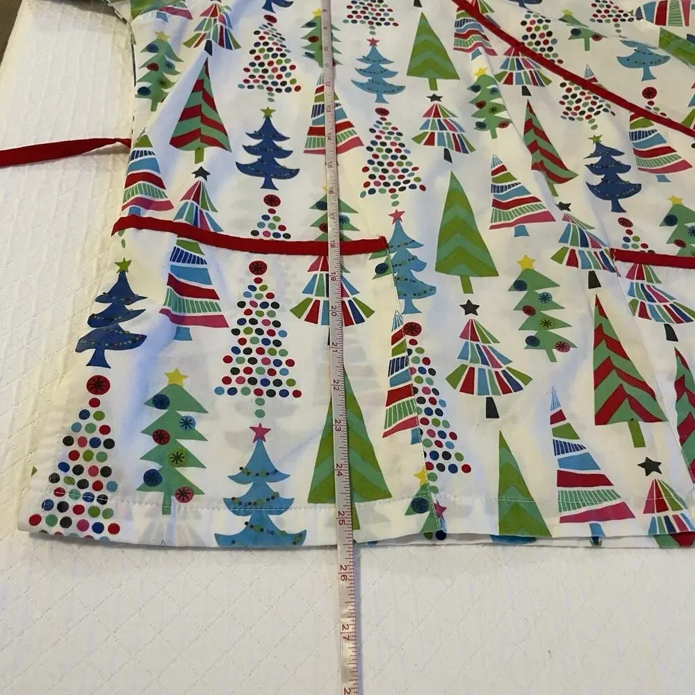 UA Christmas Holiday Print Tree Scrub Top Colorful Cotton Size Small White Red - Picture 4 of 7